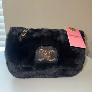 Juicy Couture Black Faux Fur Clutch